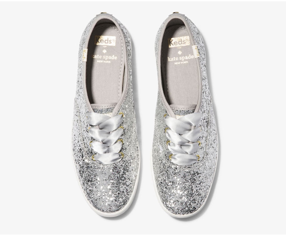 Keds Sneakers Silver - Kate Spade new york Champion Glitter - Womens KHGNCY-514